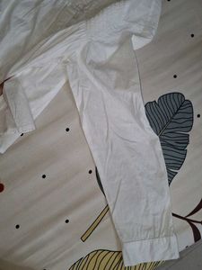White Smocked Button-Up Blouse