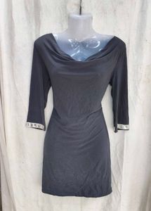 Elegant Black Dress with Embellished Sleeves