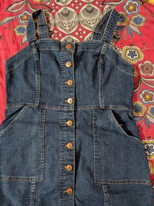 Denim Button-Front Pinafore Dress