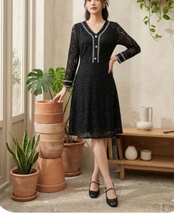 Elegant Black Lace V-Neck Dress