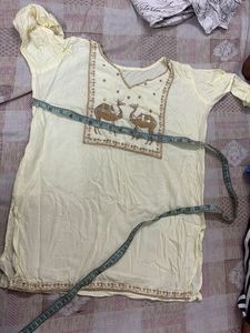 Cream Embroidered Kurta with Camel Motif