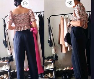 FRONT STRING FLORAL CROP TOP