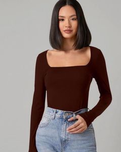 Square neck long sleeve top