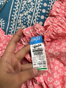 Pink floral midi dress
