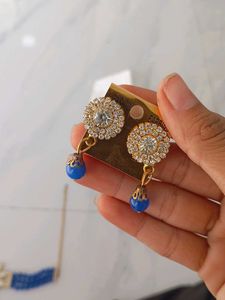 Blue Beaded Choker Necklace Set