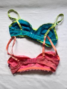 Lace Bralette Set - Pink &amp; Teal
