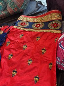 Beautiful Red &amp; Blue Lehenga Choli Set