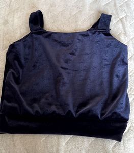 Velvet Embroidered Crop Top