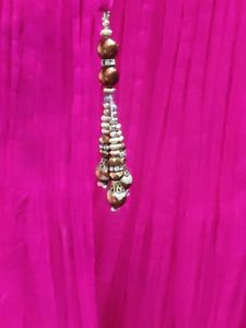 Skirt Pink Golden Lace Ethnic Tassles Brand New Bright Pink