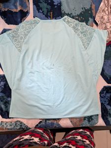 Aqua Lace Sleeve Top