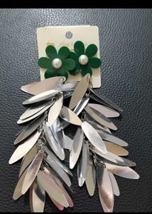 Unique Green Flower Drop Earrings