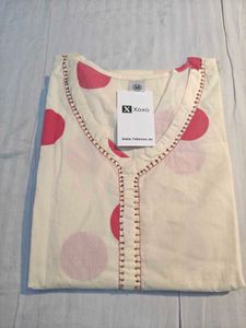 The Xoxo Cream Polka Dot Kurta with Pant Set