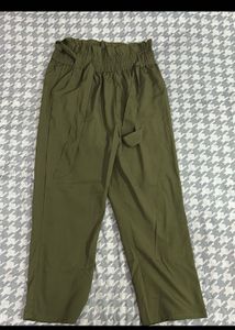 Olive Green Paperbag Waist Pants