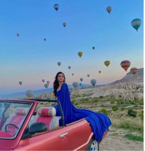 Royal Blue Flowy Cape pre wedding Gown