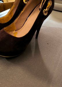 Designer Brown Suede Heels