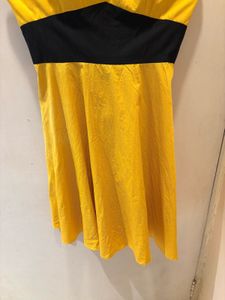 Yellow &amp; Black Mini Halter Dress