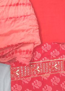Pure Cotton Handwork Suit With Tie And Die Dupatta