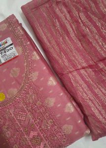 Elegant Pink Embroidered Unstitched Suit
