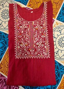 Embroidered Red Kurti