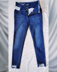 High Rise Blue Denim Skinny Jeans