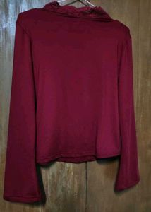 Chic Burgundy Lace Trimmed Top