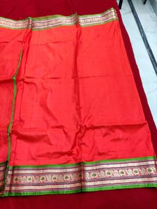 Zari Border Orange Silk Saree ✨