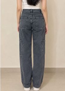 Trendy Washed Denim Cargo Jeans