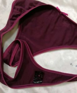 Burgundy Thong with Pink Bow
