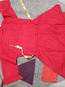 Red Embroidered leggi frock