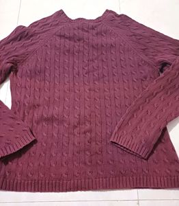🧶 Burgundy Cable Knit V-Neck Sweater 🧶