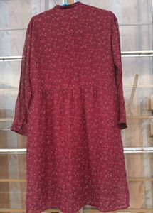 Charming Red Floral Print Dress