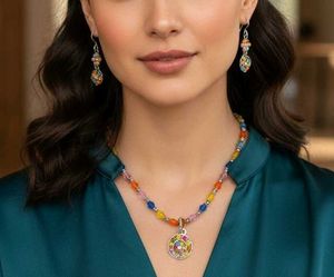 Colorful Beaded Necklace & Earring Set