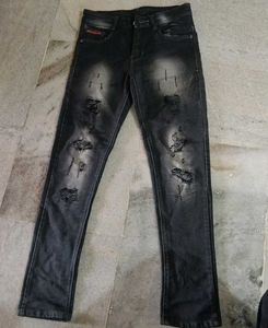 Men's Distressed Black Jeans