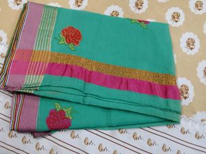 pure cotton embroidery beautiful saree