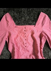 Sale !Pink Square Neck Mini Dress