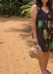 Black Tropical Print Mini Dress