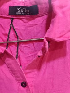 Chic Pink Embroidered Button-Down Shirt