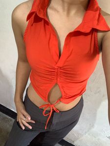 Bershka Chic Ruched Front Sleeveless Top