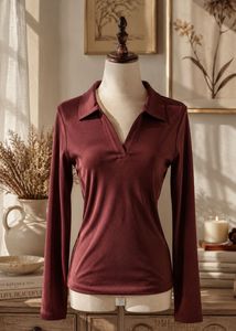 Chic Fitted Collared Long Sleeve Top