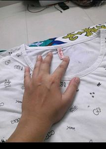 Cute Printed White T-Shirt