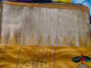 Yellow Silk Saree with Embellishments
