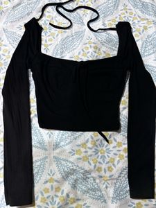 Black Long Sleeve Cut-Out Top