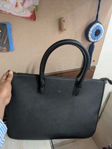 Classic Black Faux Leather Tote Bag