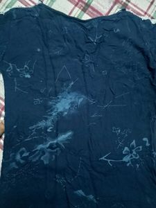 Elegant Navy Blue top with Lace Trim
