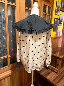 Peter Pan Polka Dot Button-Up Blouse