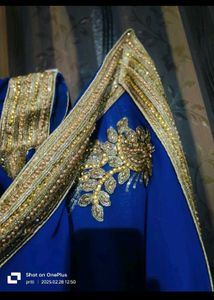 Royal Blue Saree with Gold Embroidery