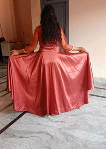 Very Beautiful Embroidery Silk Satin Gown