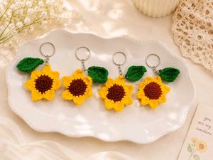 Handmade Crochet Sunflower Keychain