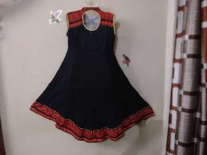 Black Anarkali Gown with orange Embroidery