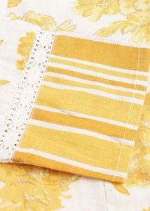 Prited A Line Kurta in Off White and Mustard
